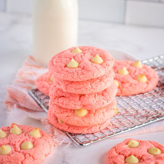 Strawberry Cake Mix Cookies