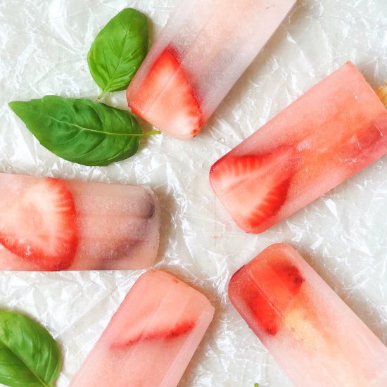 Strawberry and Basil Popsicles