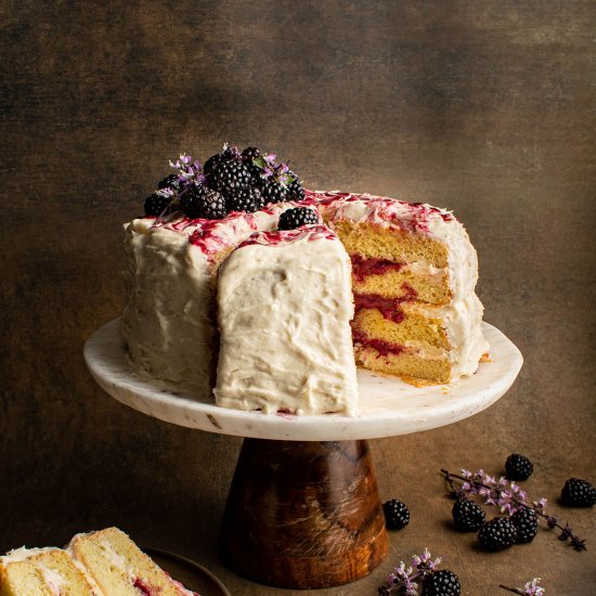 Blackberry lavender chiffon cake