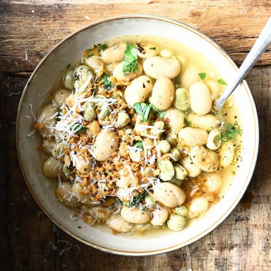 Brothy Beans with Garlic and Parm