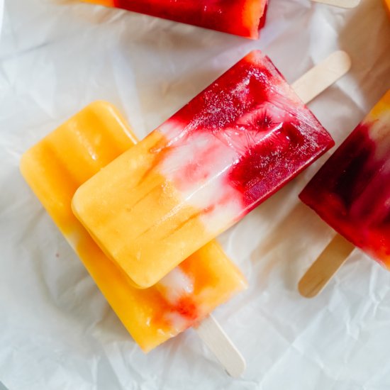 Healthy Mango Raspberry Popsicles