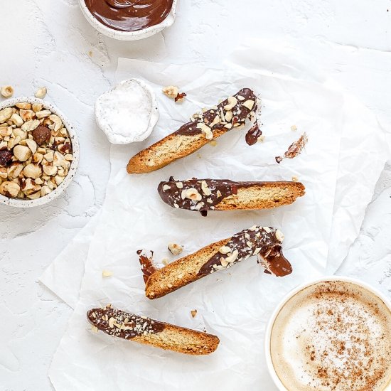 Dark Chocolate Hazelnut Biscotti