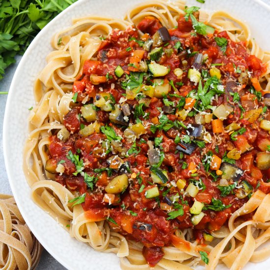 tagliatelle with vegetable ragù