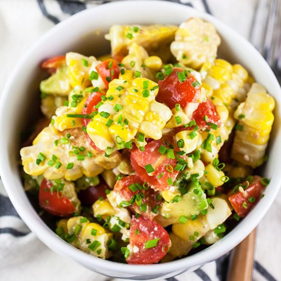 Grilled Corn Avocado Feta Salad