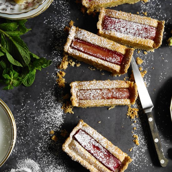 browned butter almond rhubarb tart