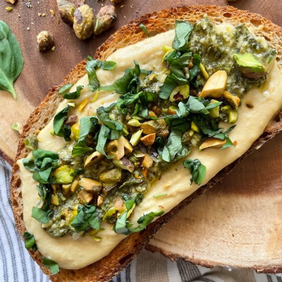 Hummus Pesto Breakfast Toast