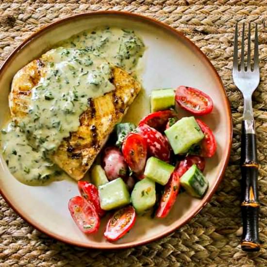 Grilled Halibut with Basil Vinaigre