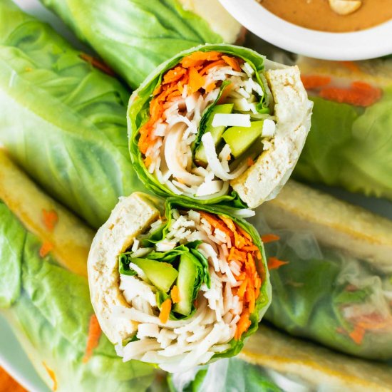 Tofu Spring Rolls & Miso Peanut Sauce