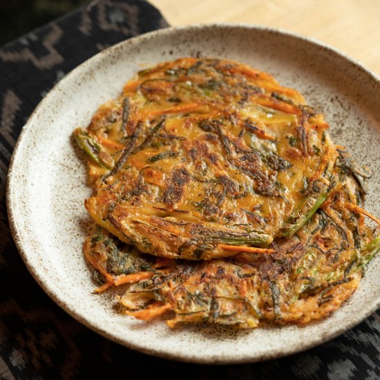 Malabar Spinach Kimchi Pancakes!