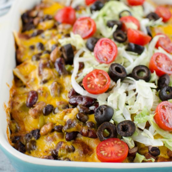 Three Bean Enchilada Casserole