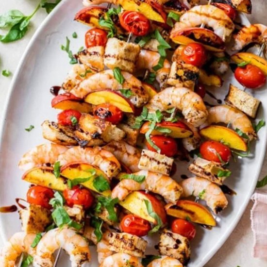 Grilled Shrimp Panzanella Skewers