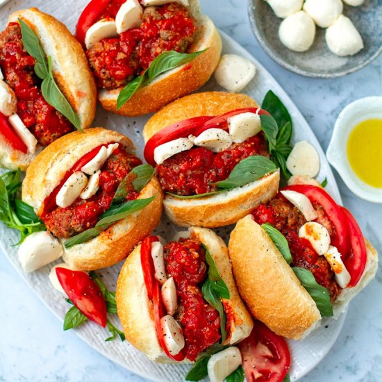 Italian Meatball Caprese Sandwiches