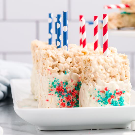 Firecracker Rice Krispie Treat Pops