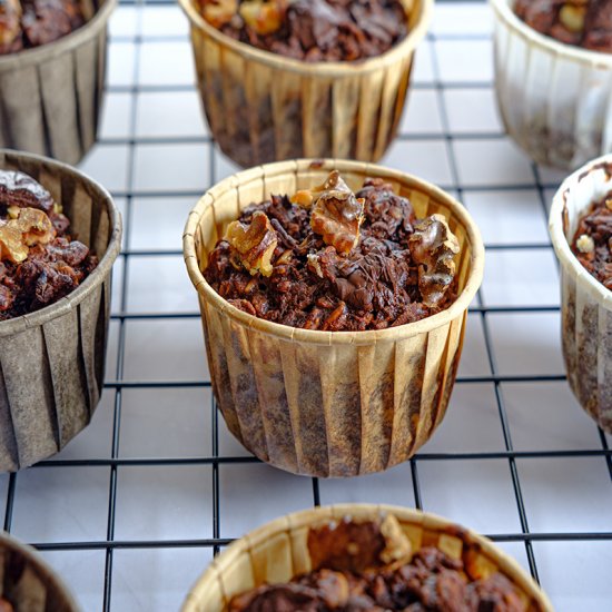 chocolate avocado oat muffins