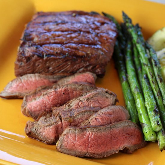 Espresso-marinated flat iron steak