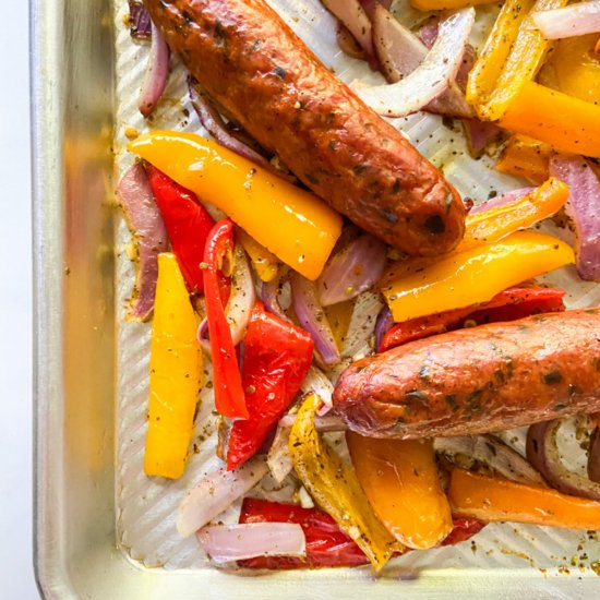 Sheet Pan Sausage and Peppers