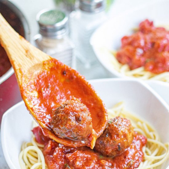 Spaghetti and Meatballs in Marinara