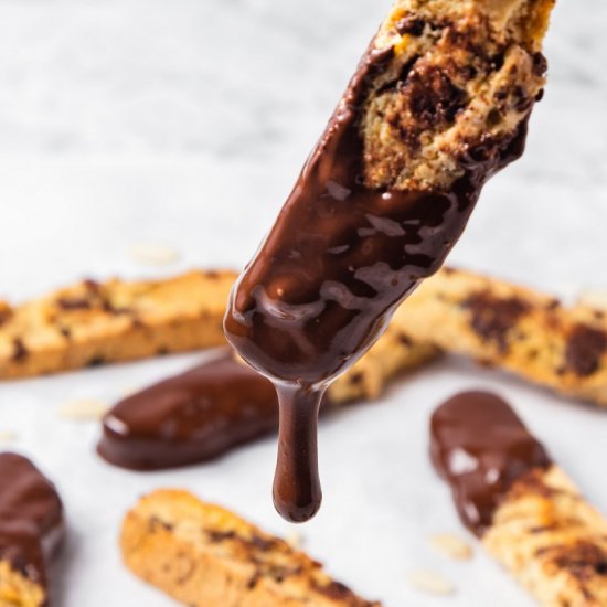 Dipped Chocolate Almond Biscotti