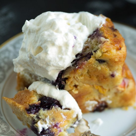 Peach Cake with Blueberries