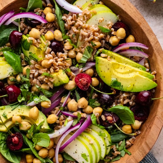 Summer Farro Salad with Cherries