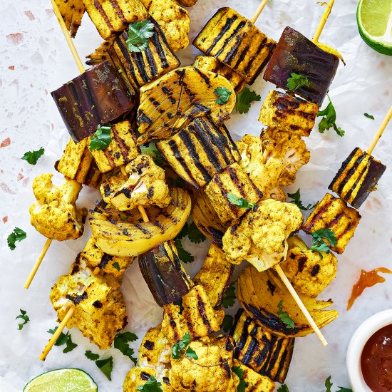 Indian Vegan BBQ Vegetable Skewers