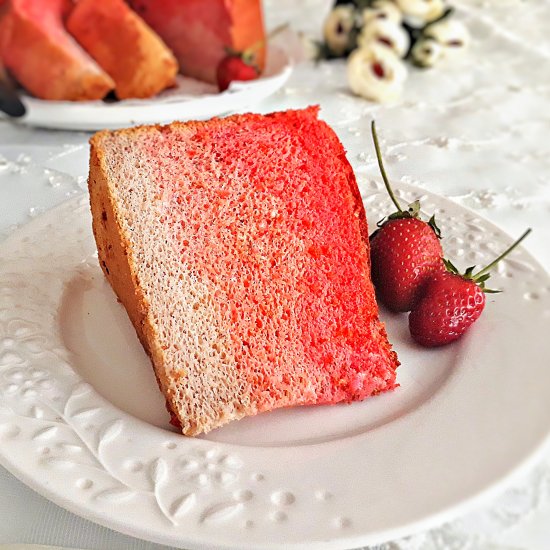 Strawberry Ombre Chiffon Cake