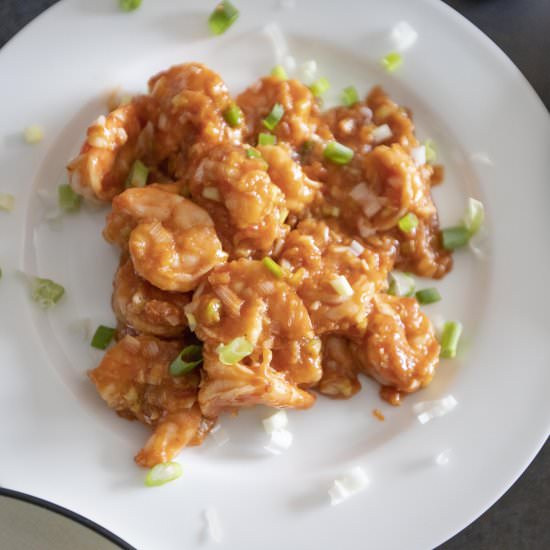 Japanese spicy shrimp stir-fry