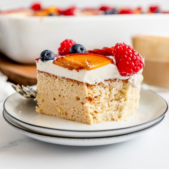 Tres Leches Cake with fruit