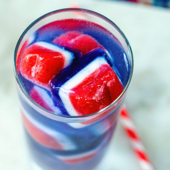 Red, White, and Blue Ice Cubes