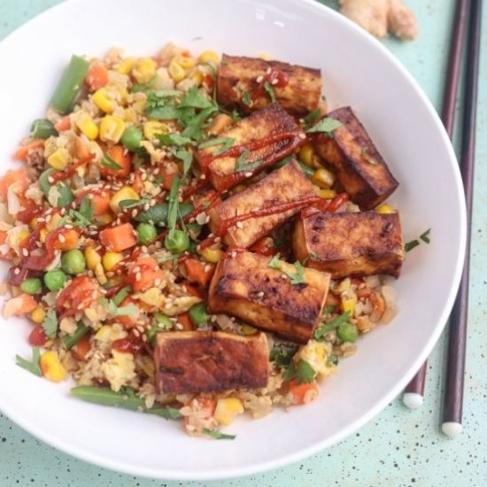 Crispy Tofu Cauliflower Fried Rice