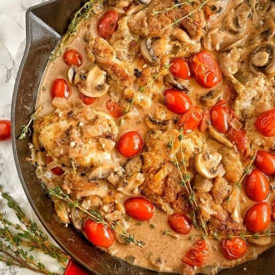 Mushroom Sauce Chicken w/Tomatoes