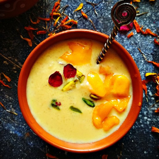 Rice Mango Pudding / Mango Phirni