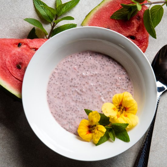 Minty Watermelon Chia Seed Pudding