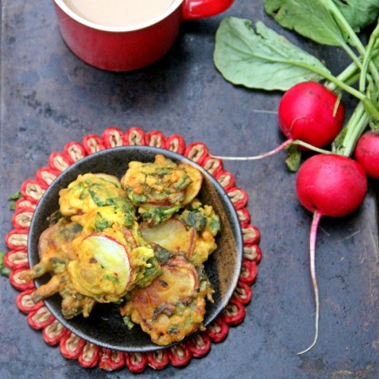 Radish and Scallion Pakoras