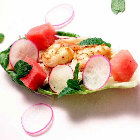 Watermelon shrimp vermicelli app