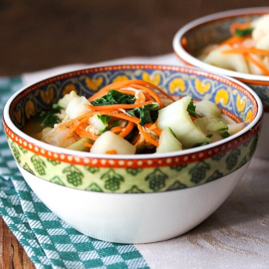 Stir-Fried Scallop & Noodle Soup