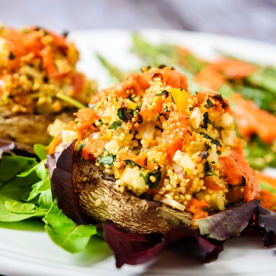 Vegan Couscous Stuffed Mushrooms