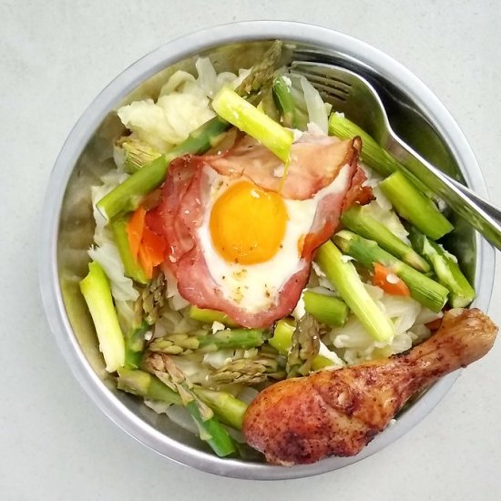 Sheet-Pan Turkey Egg Cups Asparagus