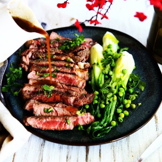 Sirloin Steak with Garlic Bok Choy