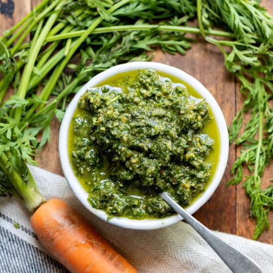 Carrot Top Pesto