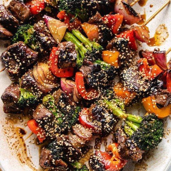 Beef Kabobs with Broccoli