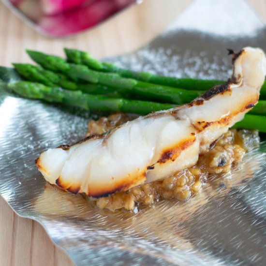 Miso-Marinated Fish with Asparagus