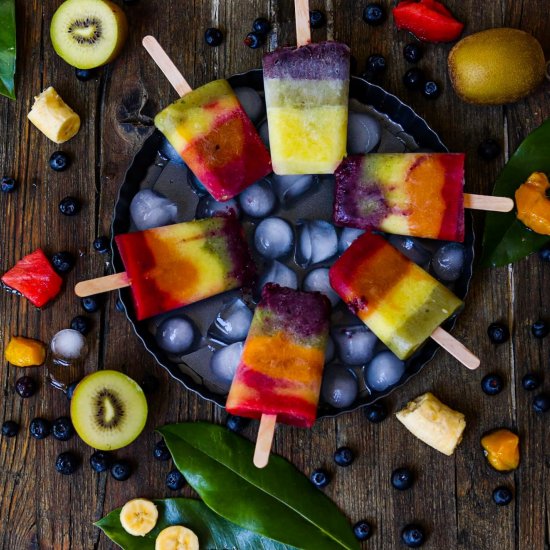 Rainbow Fruit Popsicles