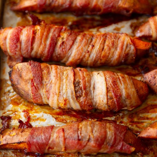 Bacon Wrapped Sweet Potato Wedges