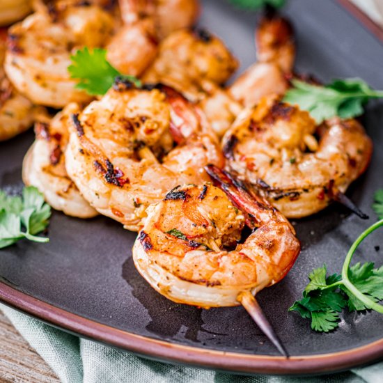 Spicy Garlic Ginger Shrimp Skewers