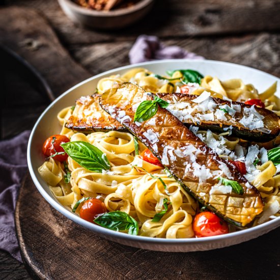 Roasted Zucchini and Tomato Pasta