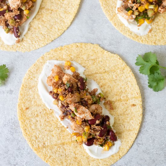 Mexican chicken quinoa wraps