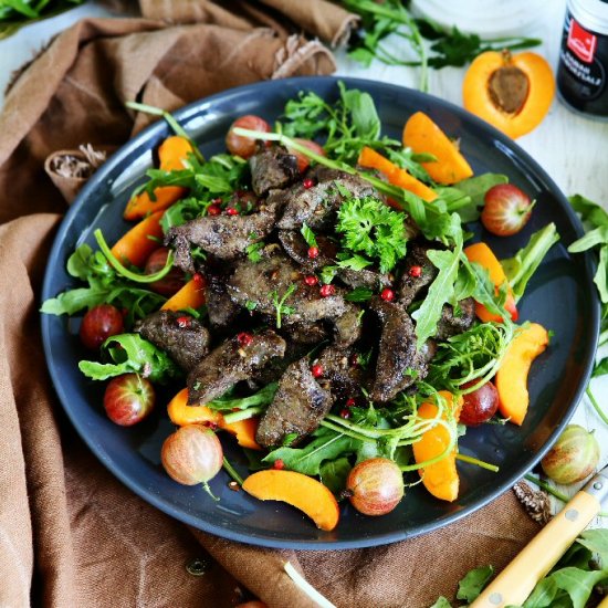 Beef Liver Salad with Arugula, Goos