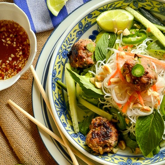 Vietnamese Meatball Noodle Bowl