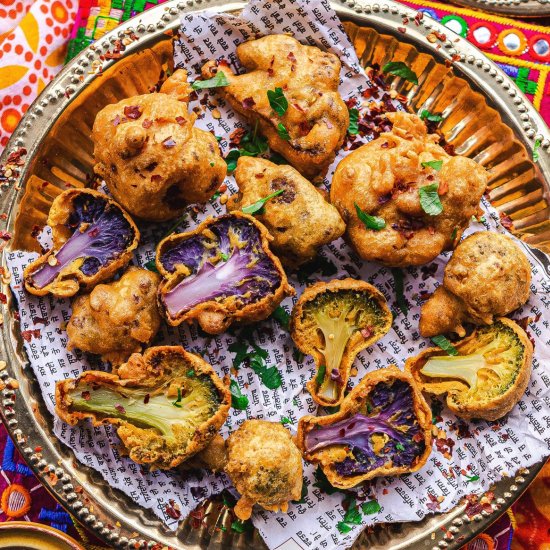 Cauliflower and broccoli pakoras